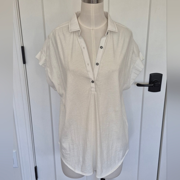 Grey State Blouse Casey Spa White Short Sleeve Collared Size 1 (S) 4-6 N… - Picture 3 of 12